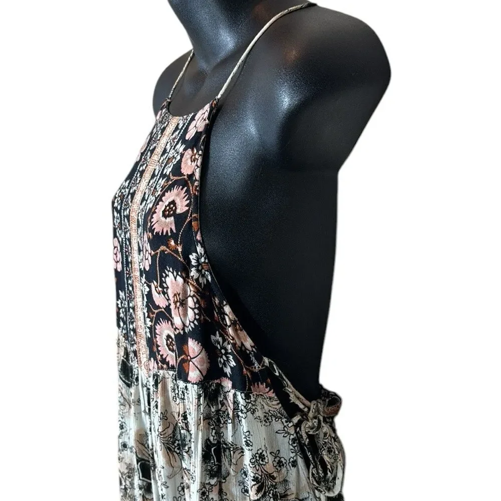 Free people women’s small Casablanca slip dress bohemian floral festival tie - Picture 4 of 8